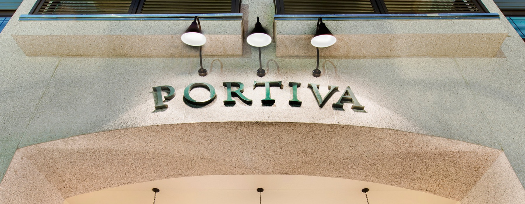 Portiva signage over entryway