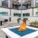 Portiva Firepit by outdoor seating and grilling station